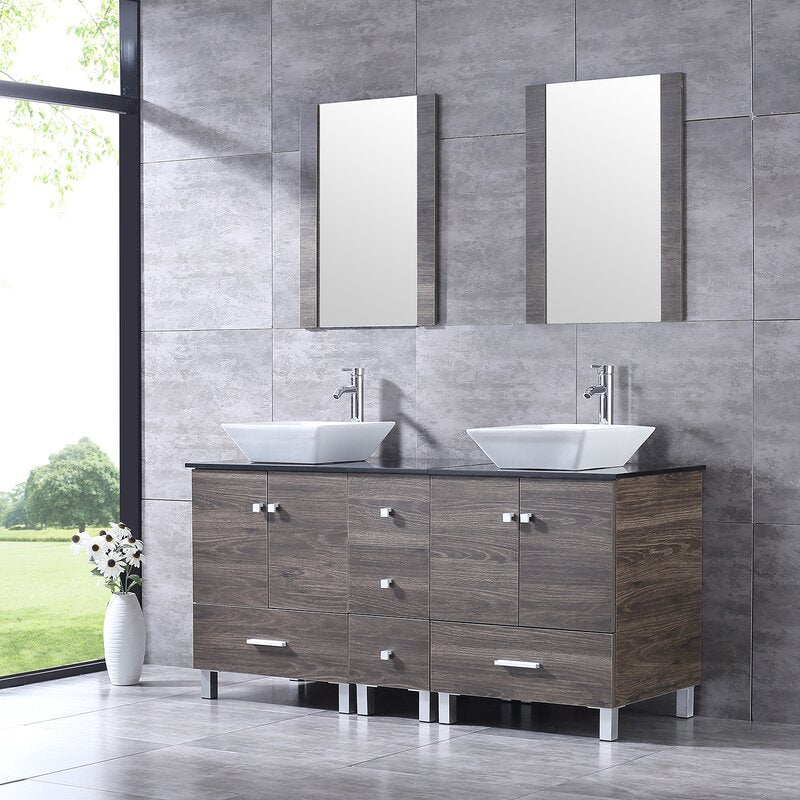 Double Sink Vanities: 60" Double Bathroom Vanity Set