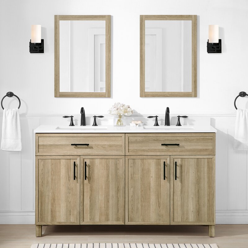 Double Sink Vanities: 60" Double Bathroom Vanity Set