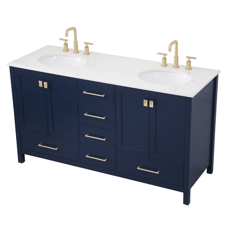 Double Sink Vanities: 60" Double Bathroom Vanity Set