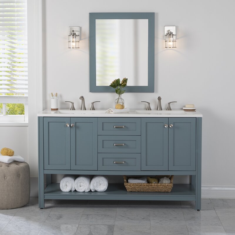 Double Sink Vanities: 60" Double Bathroom Vanity Set