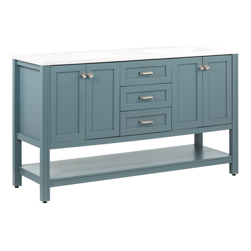 Double Sink Vanities: 60" Double Bathroom Vanity Set