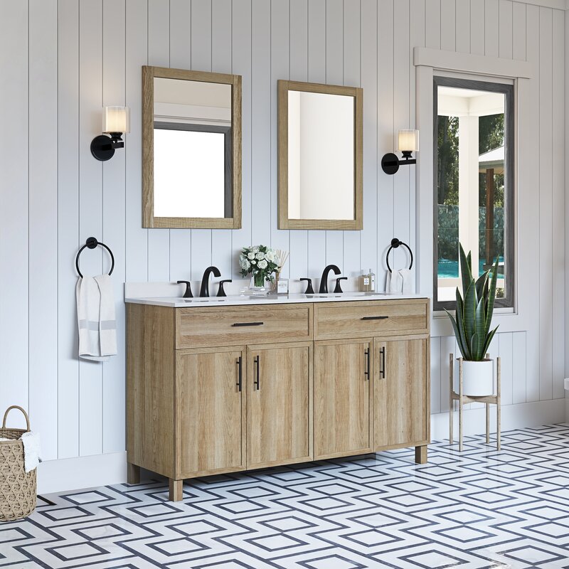 Double Sink Vanities: 60" Double Bathroom Vanity Set