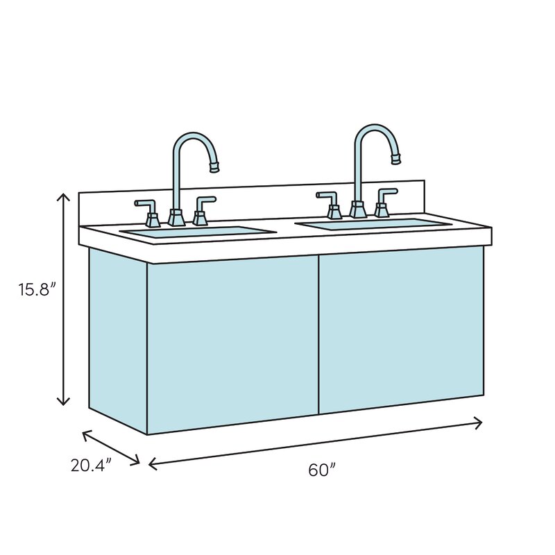 Double Sink Vanities: 60" Wall-Mounted Double Bathroom Vanity Set