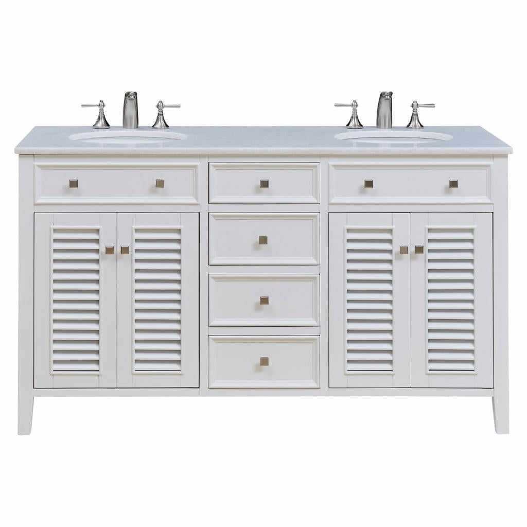 Double Sink Vanities: 60 in. White Double Bathroom Vanity