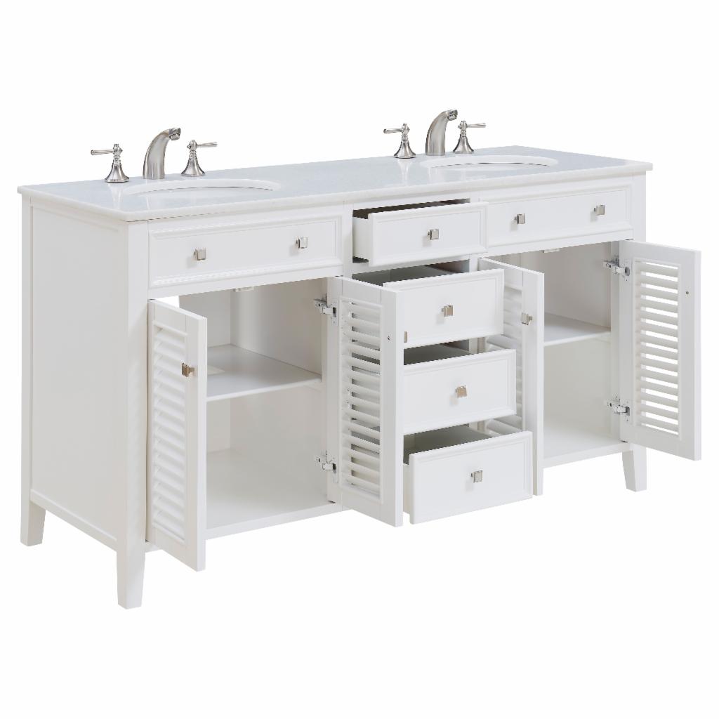 Double Sink Vanities: 60 in. White Double Bathroom Vanity