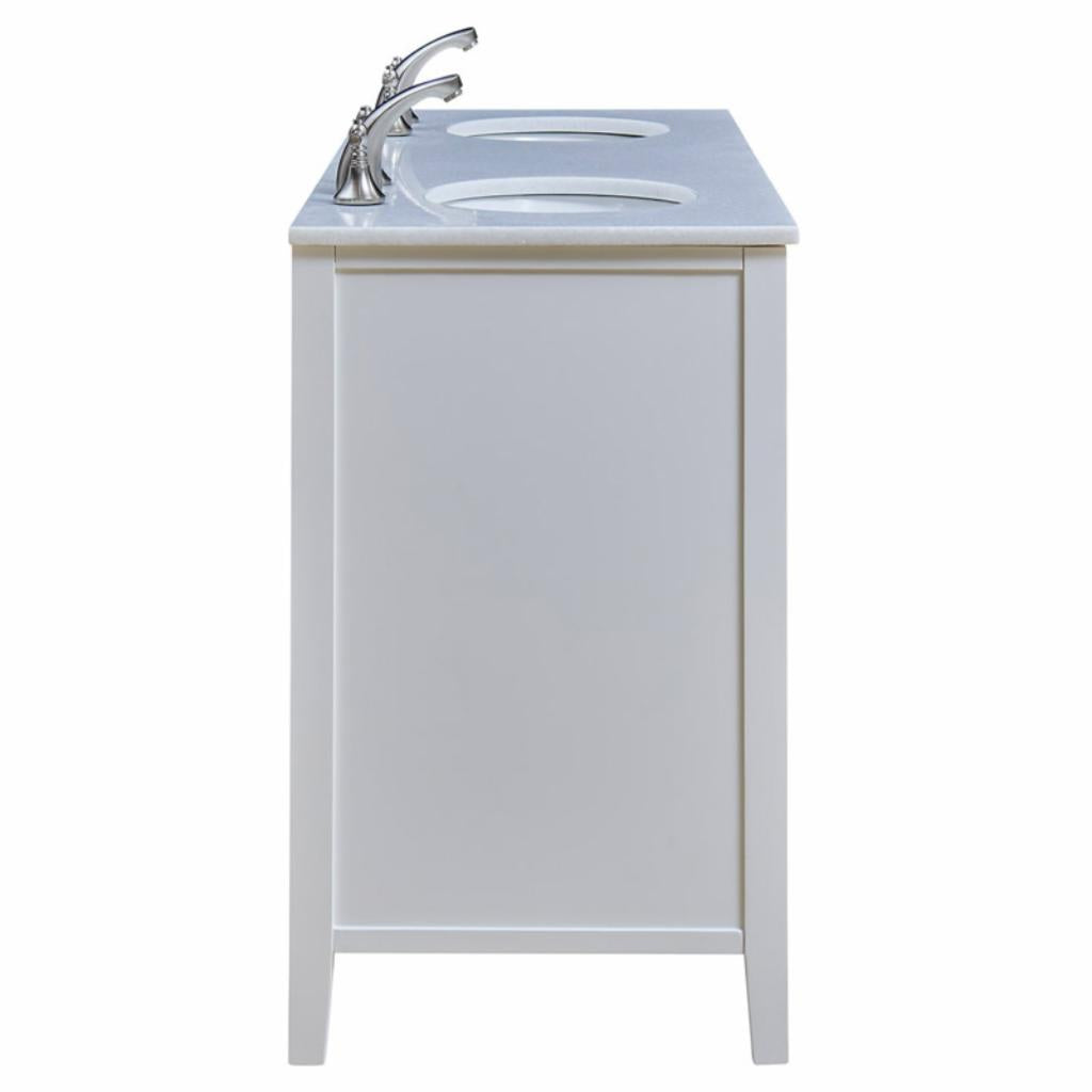 Double Sink Vanities: 60 in. White Double Bathroom Vanity