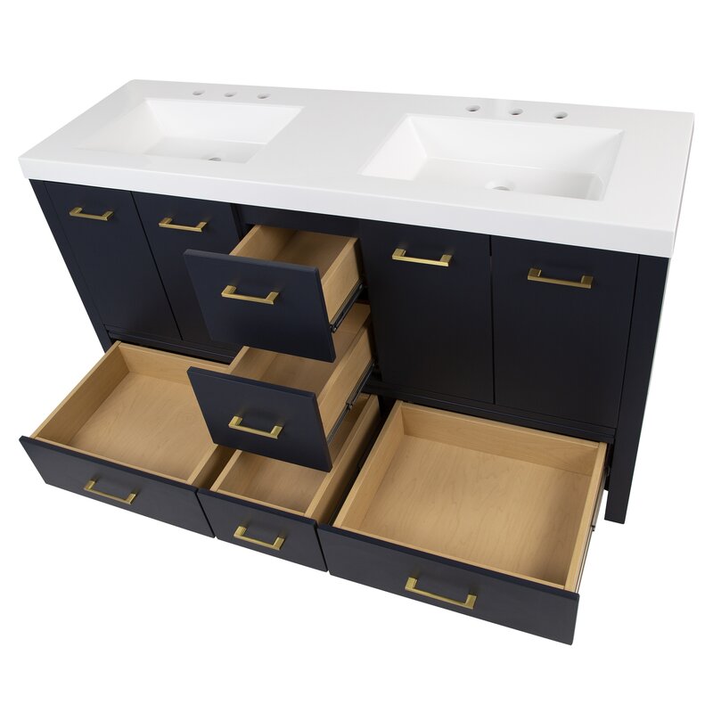 Double Sink Vanities: 61" Double Bathroom Vanity Set