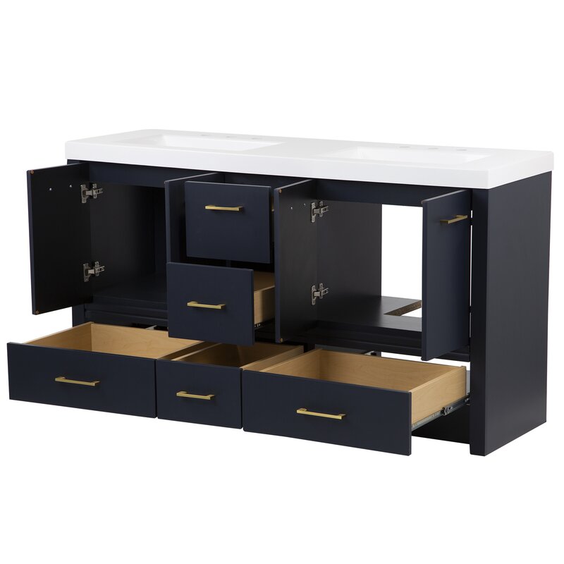 Double Sink Vanities: 61" Double Bathroom Vanity Set