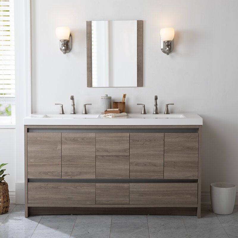 Double Sink Vanities: 61" Double Bathroom Vanity Set
