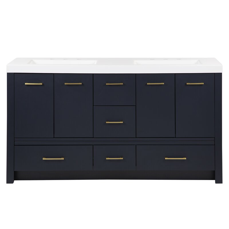 Double Sink Vanities: 61" Double Bathroom Vanity Set