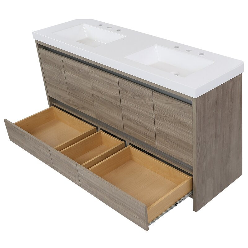 Double Sink Vanities: 61" Double Bathroom Vanity Set