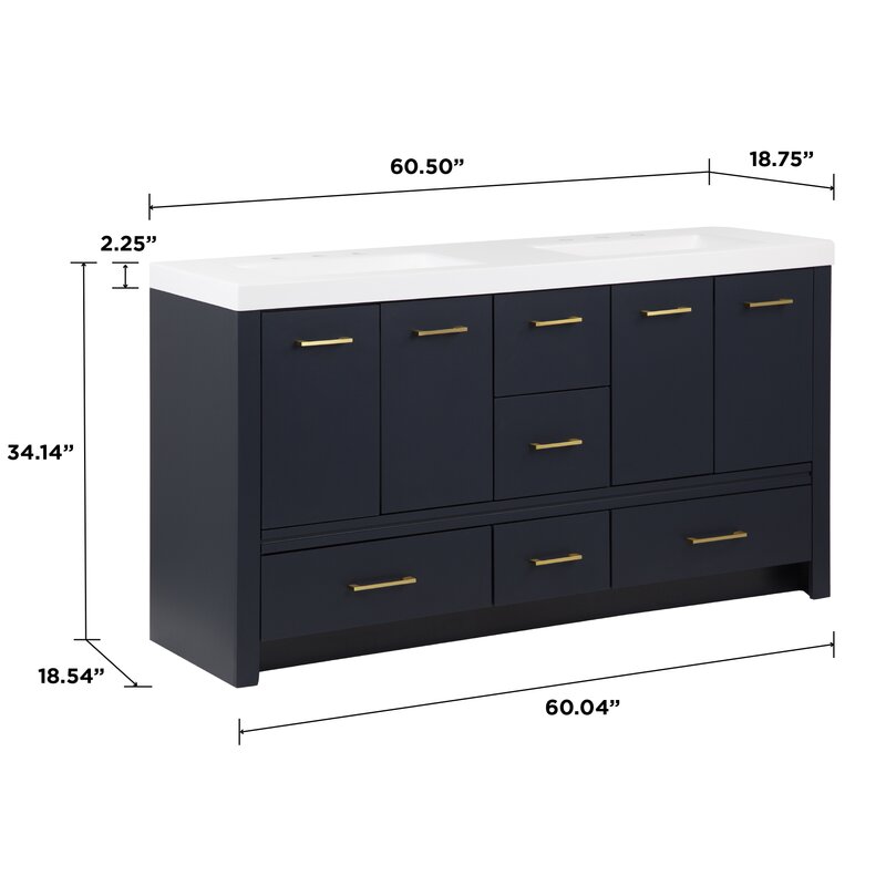 Double Sink Vanities: 61" Double Bathroom Vanity Set
