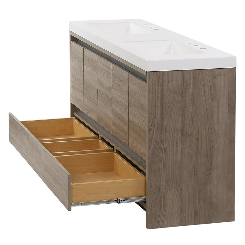 Double Sink Vanities: 61" Double Bathroom Vanity Set