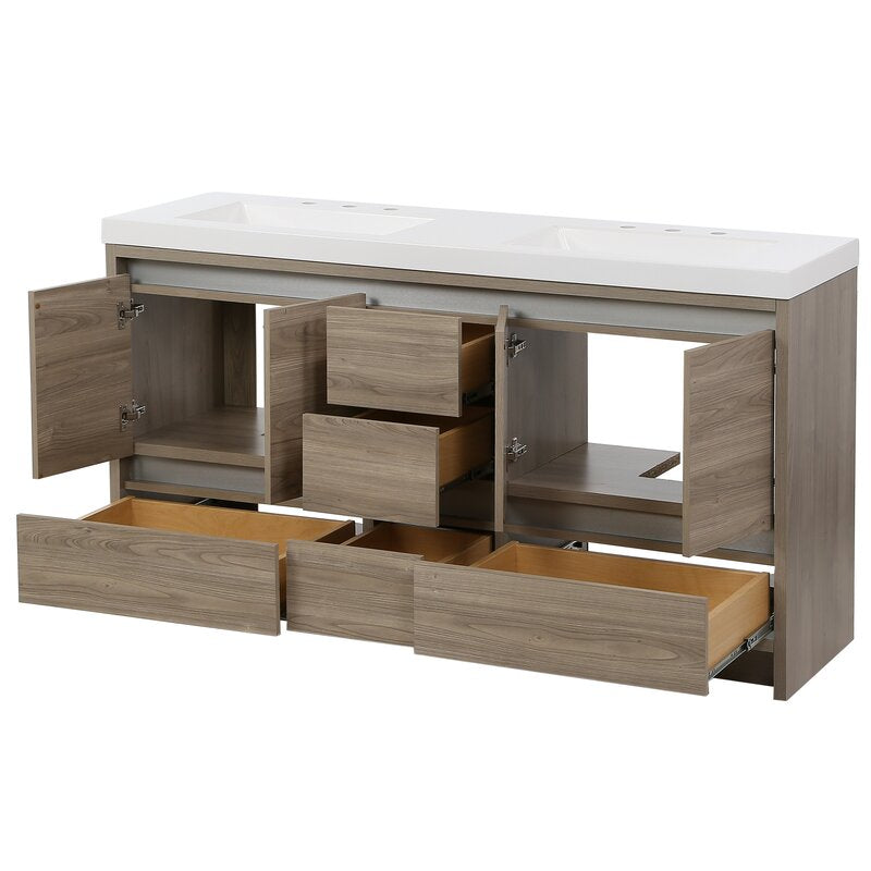 Double Sink Vanities: 61" Double Bathroom Vanity Set