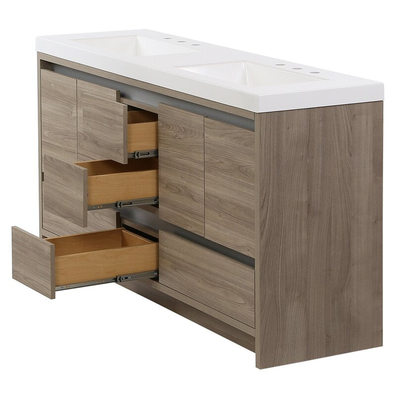 Double Sink Vanities: 61" Double Bathroom Vanity Set