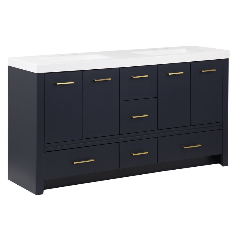 Double Sink Vanities: 61" Double Bathroom Vanity Set