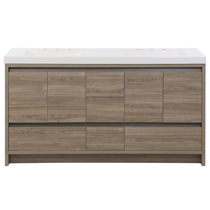 Double Sink Vanities: 61" Double Bathroom Vanity Set