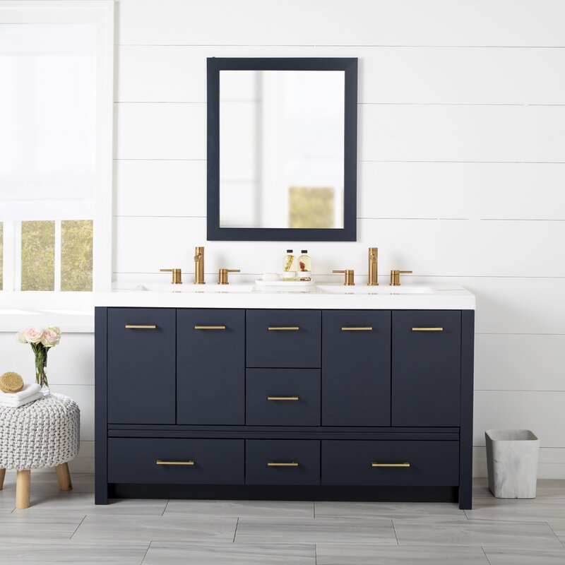 Double Sink Vanities: 61" Double Bathroom Vanity Set