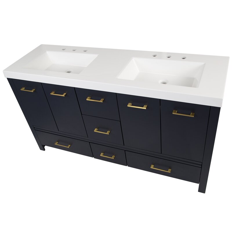 Double Sink Vanities: 61" Double Bathroom Vanity Set