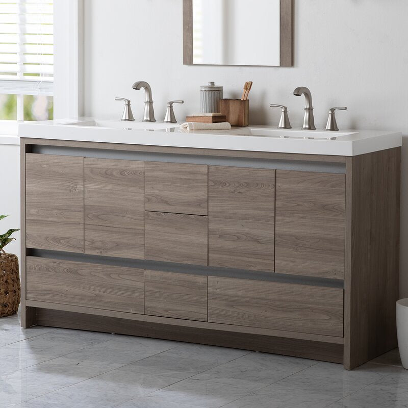 Double Sink Vanities: 61" Double Bathroom Vanity Set