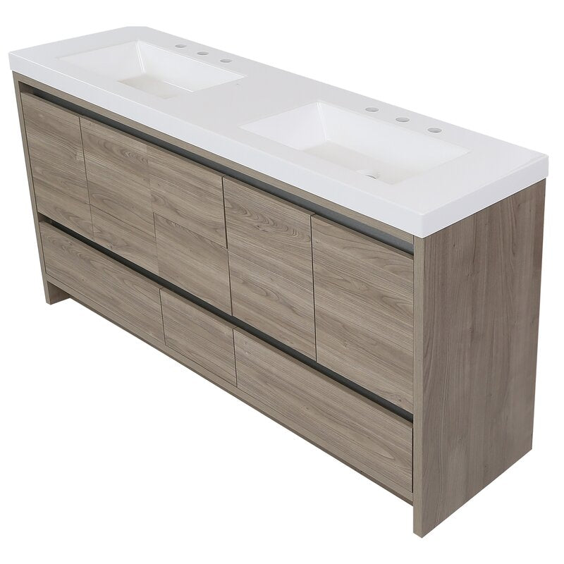 Double Sink Vanities: 61" Double Bathroom Vanity Set