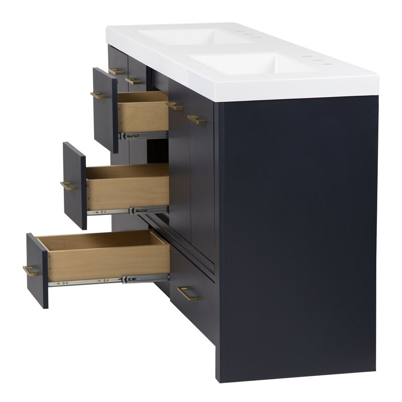 Double Sink Vanities: 61" Double Bathroom Vanity Set
