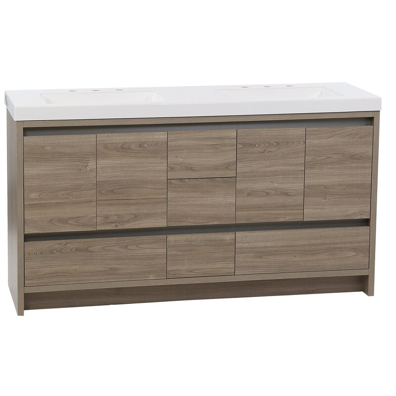 Double Sink Vanities: 61" Double Bathroom Vanity Set