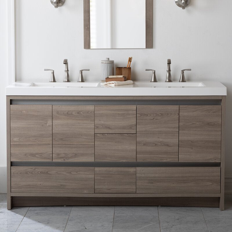 Double Sink Vanities: 61" Double Bathroom Vanity Set