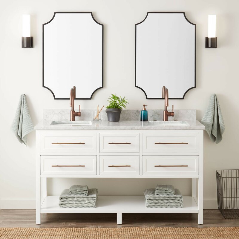 Double Sink Vanities: 61" Double Bathroom Vanity Set