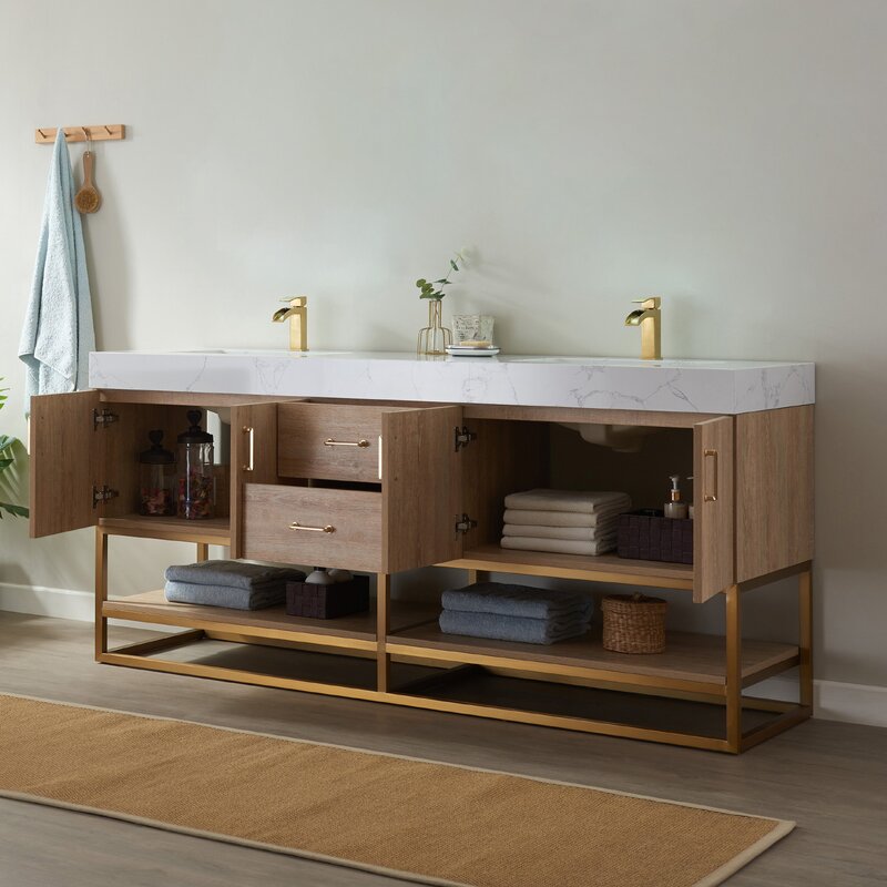 Double Sink Vanities: 72" Double Bathroom Vanity Set