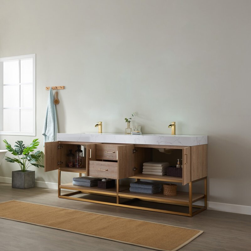 Double Sink Vanities: 72" Double Bathroom Vanity Set