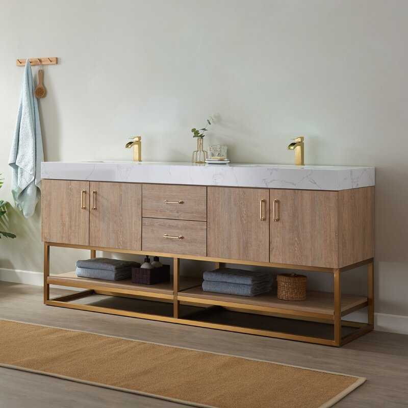 Double Sink Vanities: 72" Double Bathroom Vanity Set