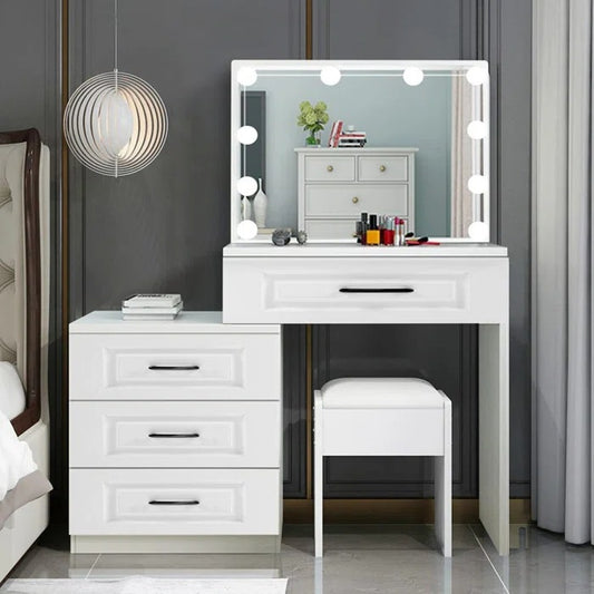 Dressing Table: 14.66'' Wide Vanity Set with Stool and Mirror