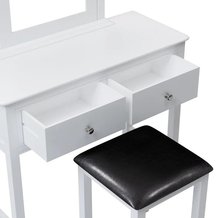 Dressing Table: 15.7'' Wide Vanity Set with Stool and Mirror