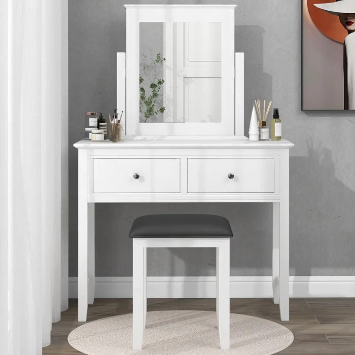 Dressing Table: 15.7'' Wide Vanity Set with Stool and Mirror