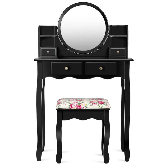 Dressing Table: 29.5'' Wide Vanity Set with Stool and Mirror