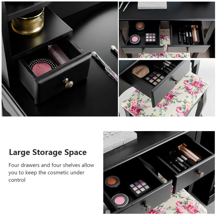 Dressing Table: 29.5'' Wide Vanity Set with Stool and Mirror