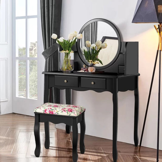 Dressing Table: 29.5'' Wide Vanity Set with Stool and Mirror