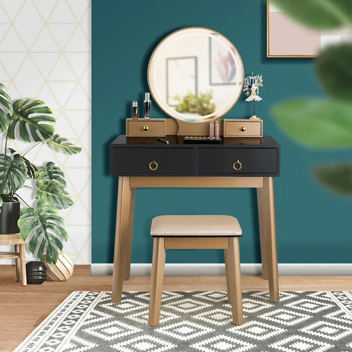 Dressing Table: 31.5'' Wide Vanity Set with Stool and Mirror