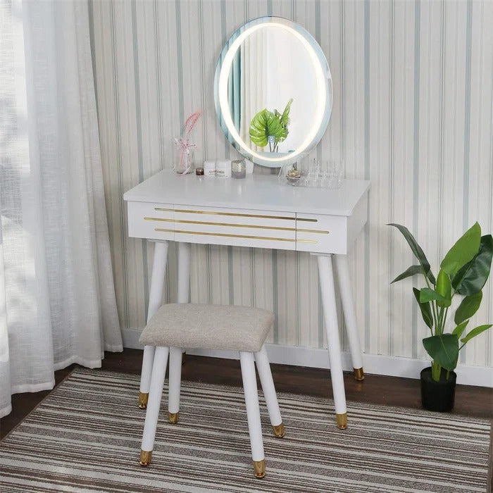 Dressing Table: 31.5'' Wide Vanity Set with Stool and Mirror
