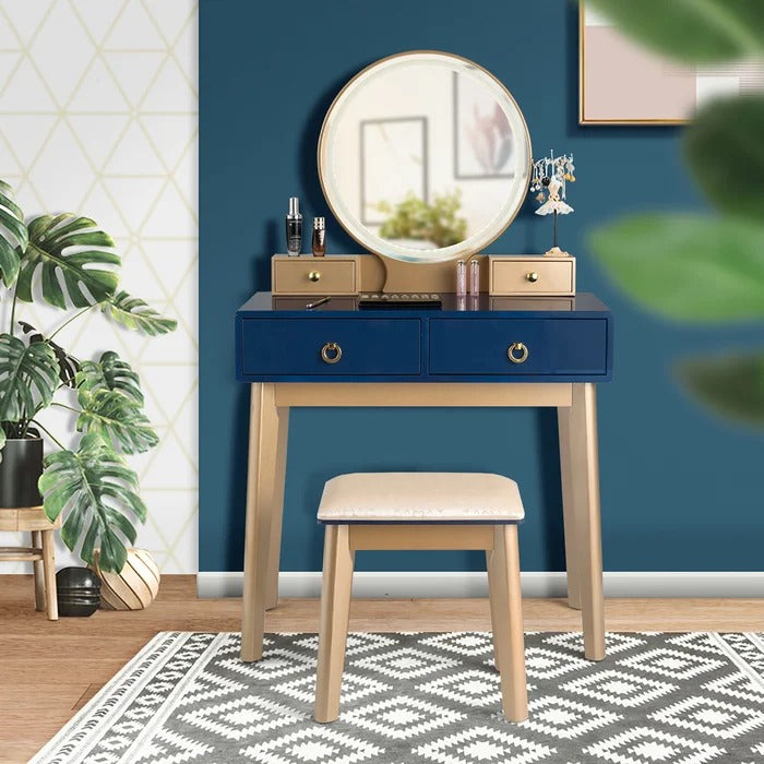 Dressing Table: 31.5'' Wide Vanity Set with Stool and Mirror