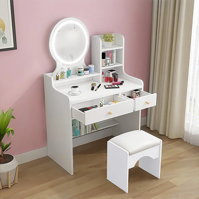 Dressing Table: 31'' Wide Vanity Set with Stool and Mirror