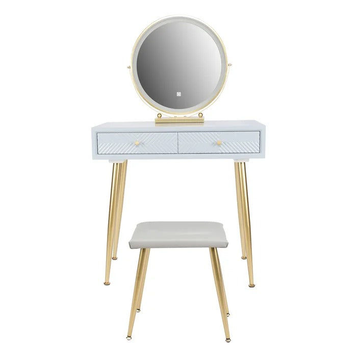 Dressing Table: 31'' Wide Vanity Set with Stool and Mirror