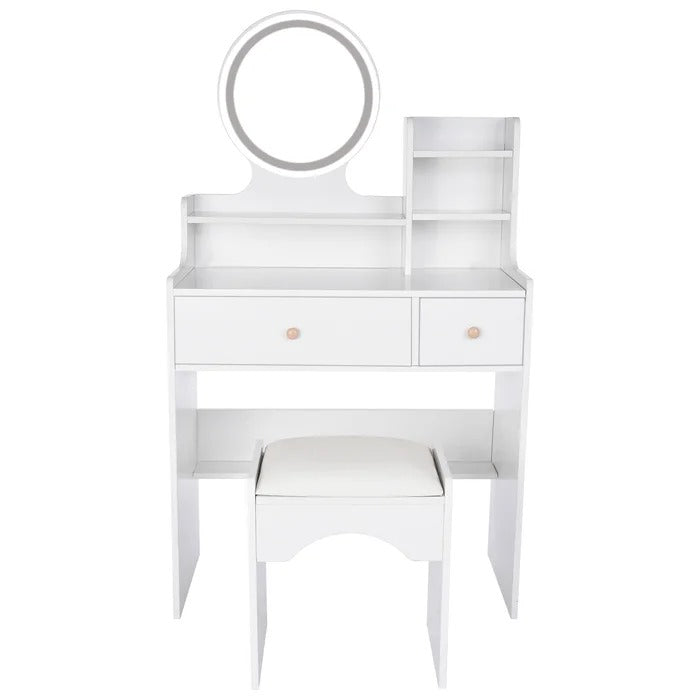 Dressing Table: 31'' Wide Vanity Set with Stool and Mirror