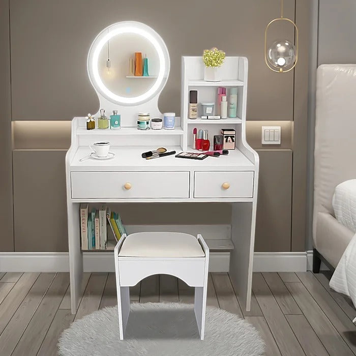 Dressing Table: 31'' Wide Vanity Set with Stool and Mirror