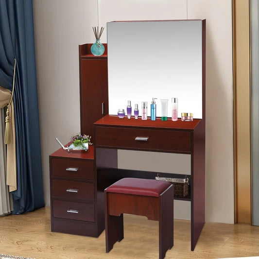 Dressing Table: 34.43'' Wide Vanity Set with Stool and Mirror