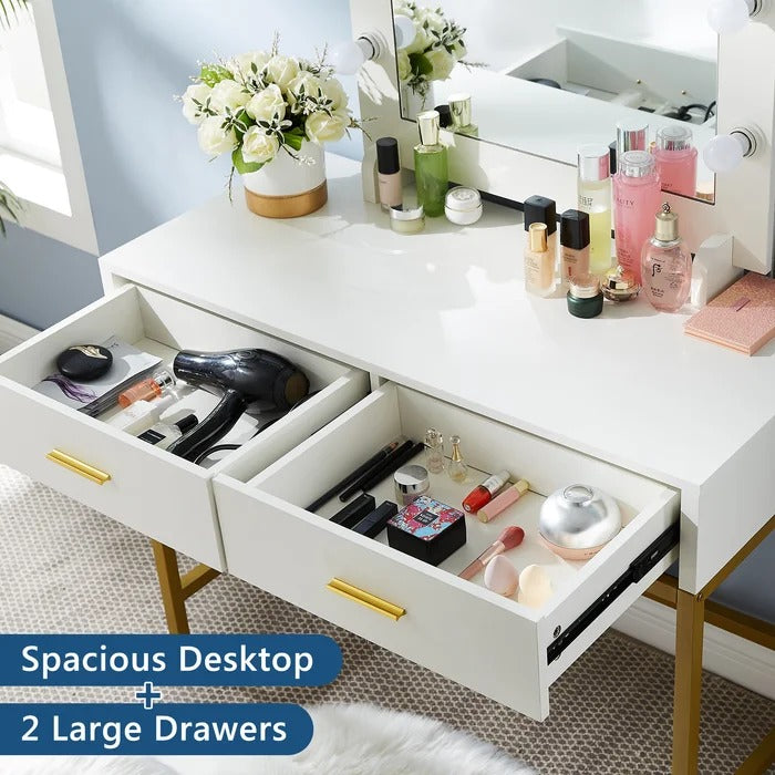 Dressing Table: 35.43'' Wide Vanity with Mirror