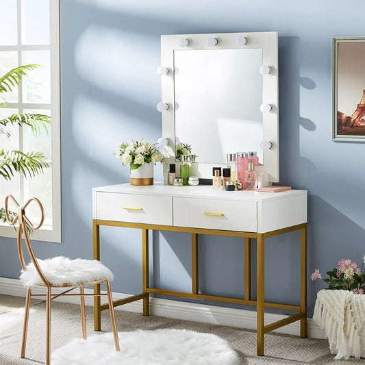 Dressing Table: 35.43'' Wide Vanity with Mirror