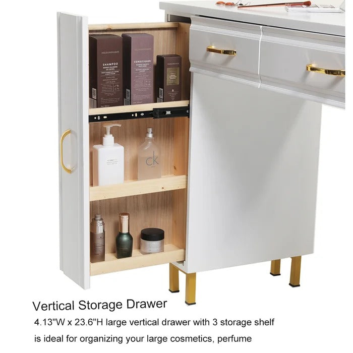 Dressing Table: 35.4'' Wide Vanity Set with Stool and Mirror