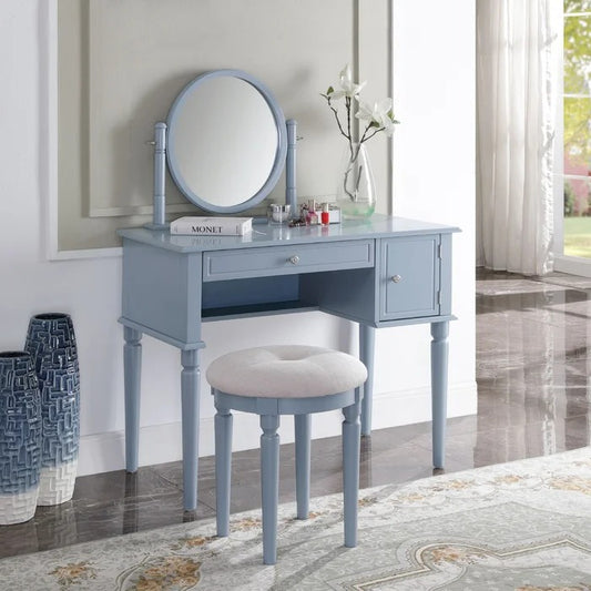 Dressing Table: 35'' Wide Vanity Set with Stool and Mirror